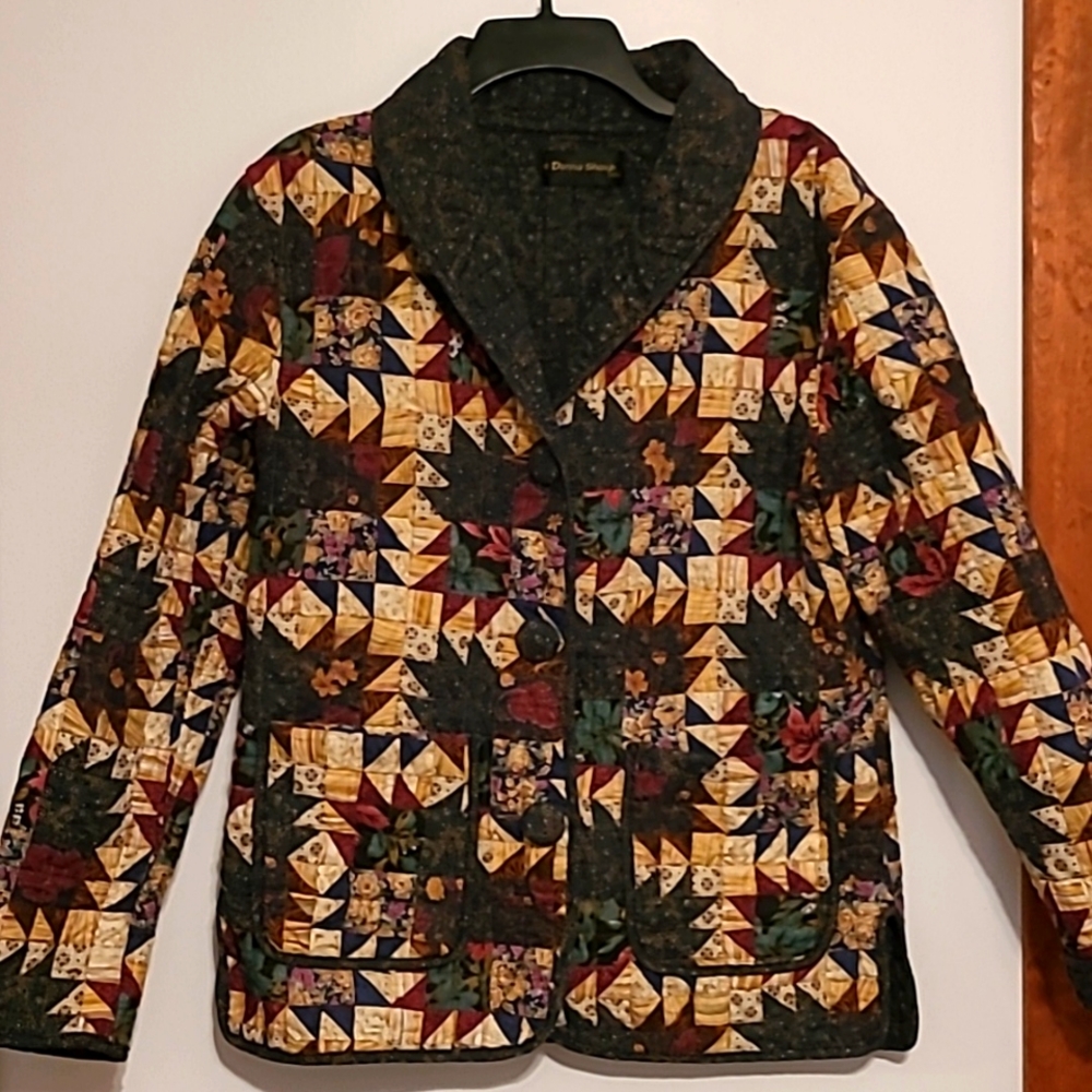Vintage Donna Sharp boho quilted cottage core button front jacket Sz S